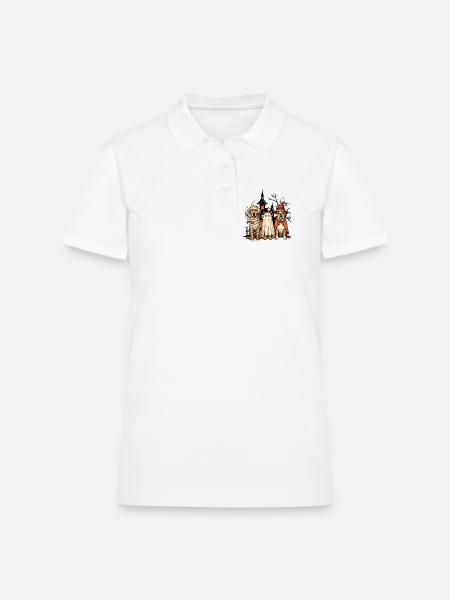 Halloween Border Collie Dog Ghost Witch Mummy  - Women's Pique Polo Shirt - white - Front