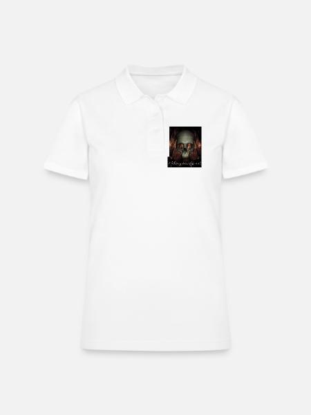 Fiery Skull with Flames - Women's Pique Polo Shirt - white - Front