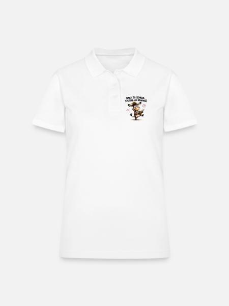 Funny_Striped_Equine_Reading_Vibe - Women's Pique Polo Shirt - white - Front