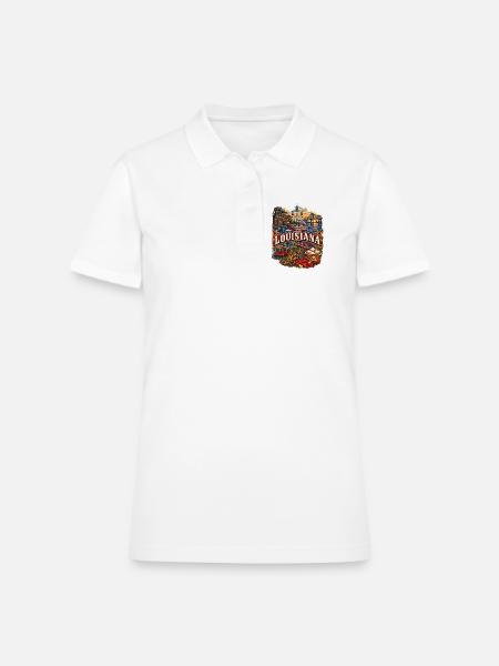Vintage Louisiana Tattoo Style Jazz Riverfront Ill - Women's Pique Polo Shirt - white - Front