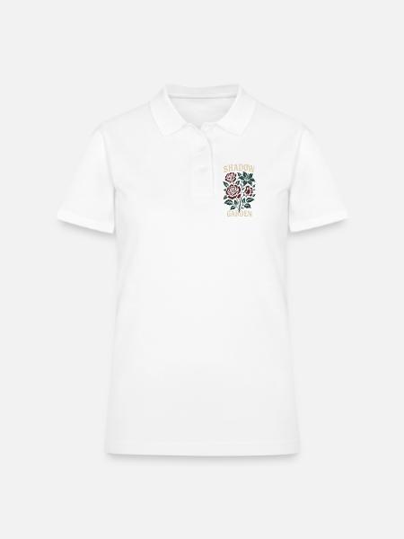 Shadow Garden Floral Design - Women's Pique Polo Shirt - white