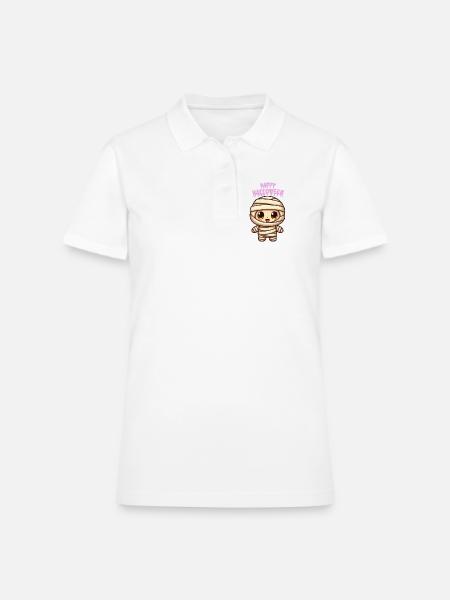 Kawaii Mummy Happy Halloween Baking Apron Spooky - Women's Pique Polo Shirt - white - Front