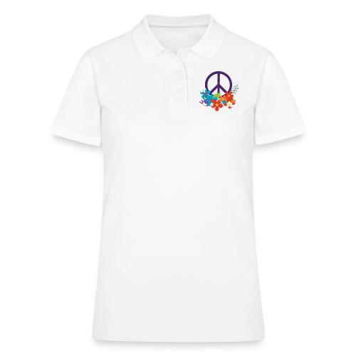 Hippie Peace Design With Flowers - Women's Pique Polo Shirt