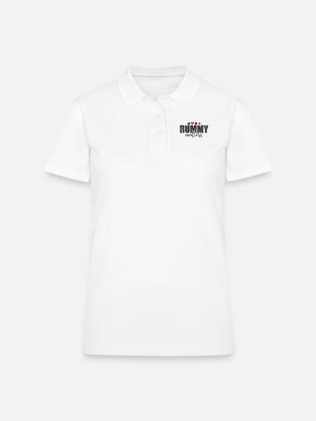 Rummy matters Hobby Card Game Romme - Polo en coton piqué pour femmes - blanc - Devant