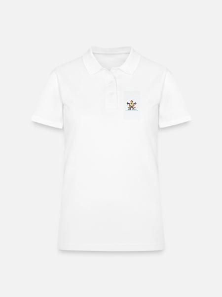Cartoon Bench Press Hero - Women's Pique Polo Shirt - white - Front