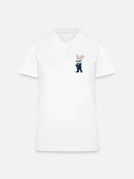 Police Rabbits - Women's Pique Polo Shirt - white - Front