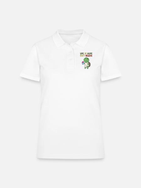 Live Yoga - Women's Pique Polo Shirt - white - Front