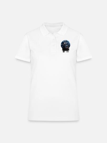 Cosmic Bench View - Women's Pique Polo Shirt - white - Front