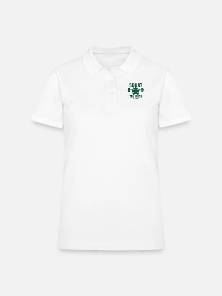 Squat You Must - Women's Pique Polo Shirt - white - Front