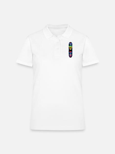 A pixel art of a skateboard - Women's Pique Polo Shirt - white - Front