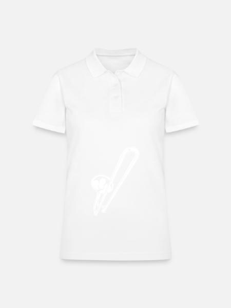 Marching Band Trombone Instrument - Women's Pique Polo Shirt - white - Front