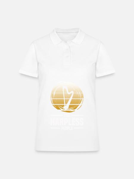 harp instrument - Women's Pique Polo Shirt - white - Front
