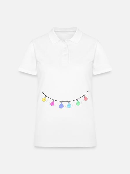light bulb line chain light colourful - Women's Pique Polo Shirt - white - Front