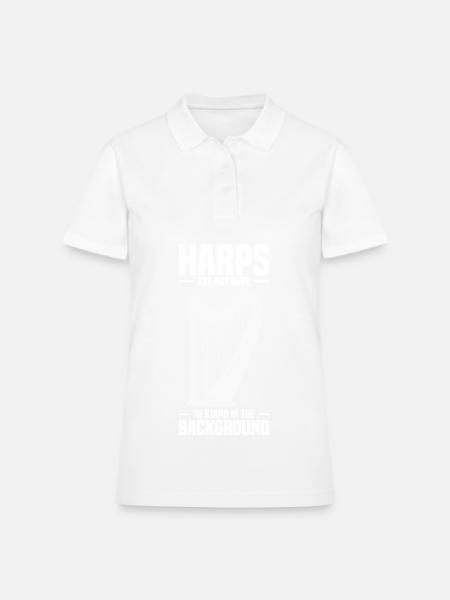 harp instrument - Women's Pique Polo Shirt - white - Front