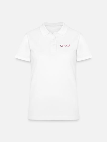 LA LA LA brodée - Polo en coton piqué pour femmes - blanc - Devant