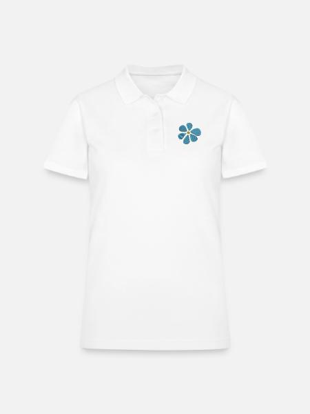 Marguerite brodée - Polo en coton piqué pour femmes - blanc - Devant
