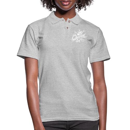 Queen With Crown, Typography Design - Women's Pique Polo Shirt