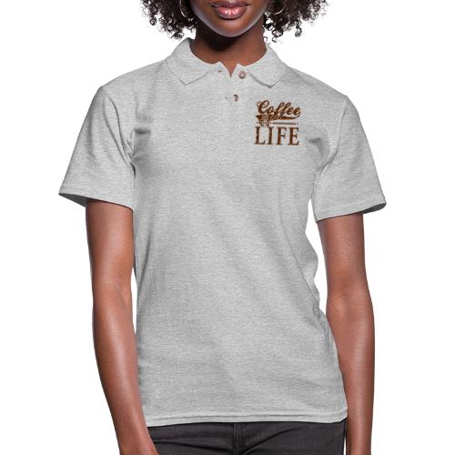 Coffee Is Life Retro Grunge Tee - Women's Pique Polo Shirt