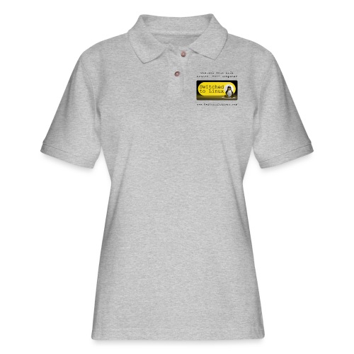 Switched to Linux Logo with Black Text - Women's Pique Polo Shirt