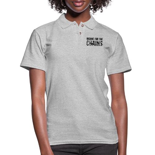 Insane For the Chains Disc Golf Black Print - Women's Pique Polo Shirt