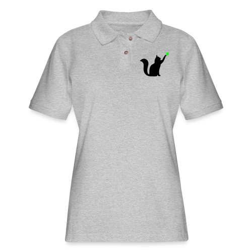 Cat and 4 Leaf Clover - Women's Pique Polo Shirt