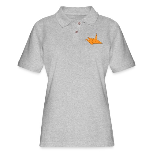 Origami Paper Crane Design - Orange - Women's Pique Polo Shirt