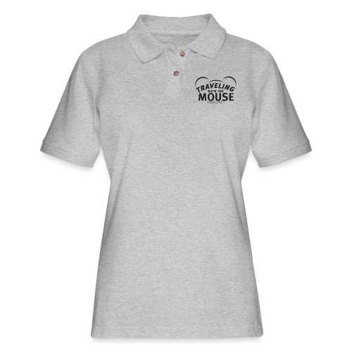 TravelingWithTheMouse logo transparent blk LG Crop - Women's Pique Polo Shirt