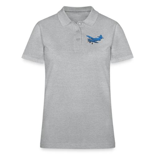 Blue biplane, propeller-driven airplane, aircraft - Women's Pique Polo Shirt