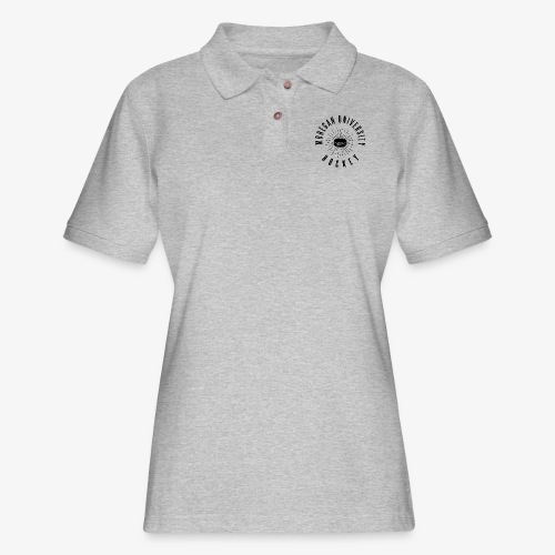 Black Mohegan U Hockey Series Logo - Women's Pique Polo Shirt