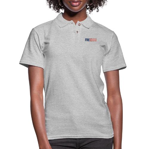 Freedom American Flag Distressed Patriotic Shirt - Women's Pique Polo Shirt
