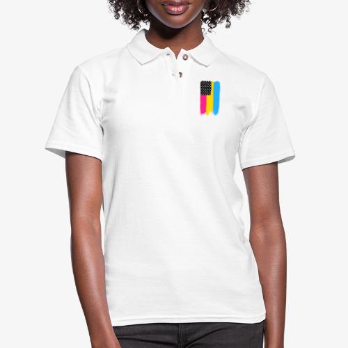 Pansexual Pride Stars and Stripes - Women's Pique Polo Shirt
