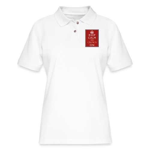 Keep Calm And Crown On logo - Women's Pique Polo Shirt