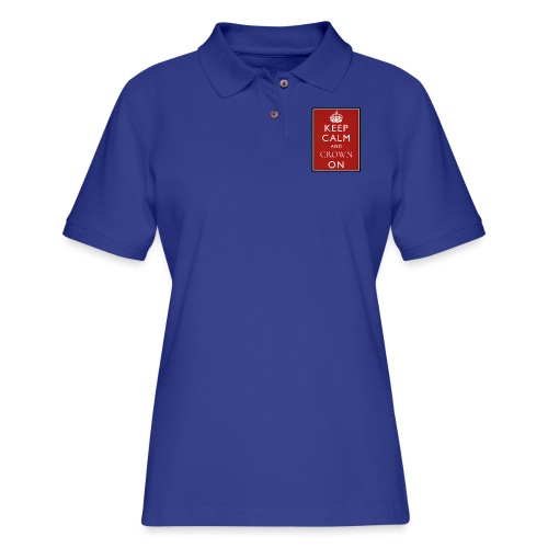Keep Calm And Crown On logo - Women's Pique Polo Shirt