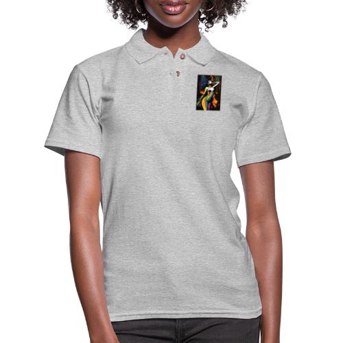 Vibing in the Night - Colorful Minimal Portrait - Women's Pique Polo Shirt