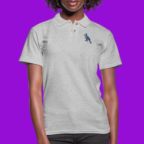 Silver Blue Jay on Perch + Flight Stages 2-print - Women's Pique Polo Shirt