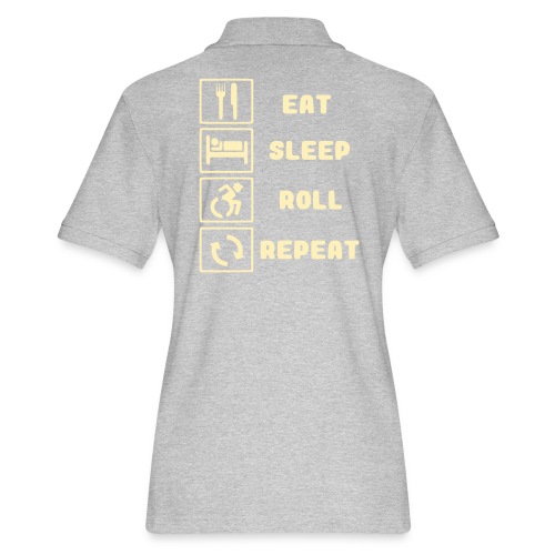 Eat, sleep roll with wheelchair and repeat - Women's Pique Polo Shirt