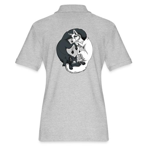 Yin Yang Foxes (white border) - Women's Pique Polo Shirt