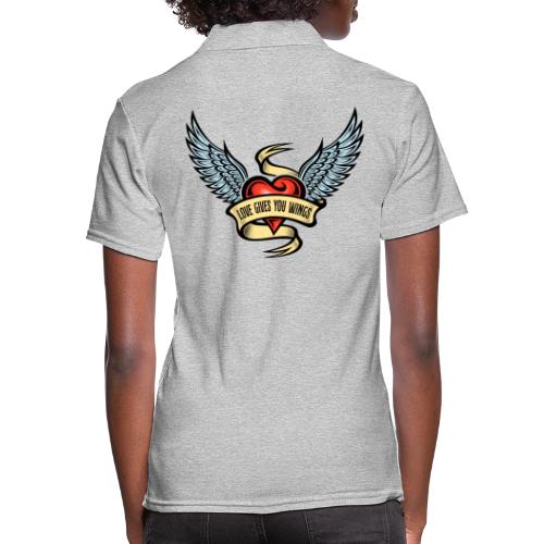 Love Gives You Wings, Heart With Wings - Women's Pique Polo Shirt