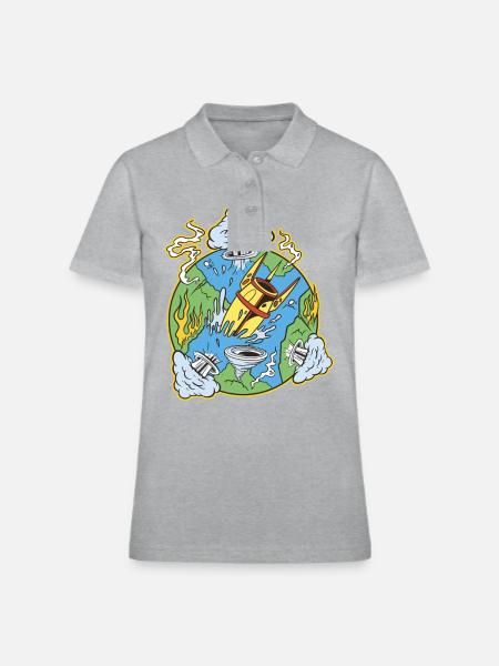 Conflict on earth escalation war destruction - Women's Pique Polo Shirt - heather gray - Front