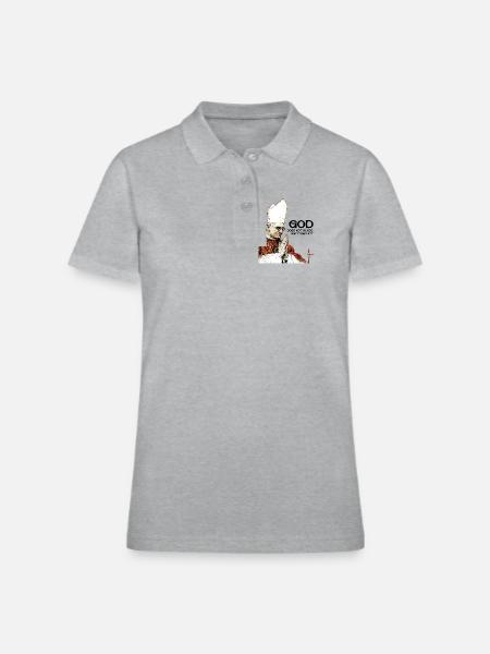 Pope Leo XIV — God Does Not Bless Any Conflict - Women's Pique Polo Shirt - heather gray - Front