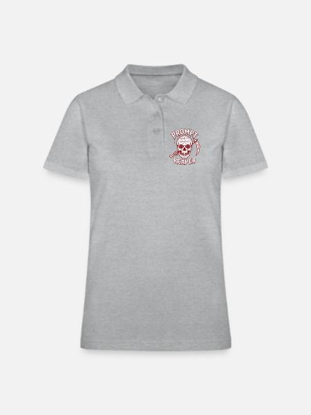 Prompt Reaper Skull Code - Women's Pique Polo Shirt - heather gray - Front