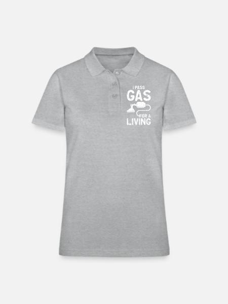I pass gas for a living - gas - Women's Pique Polo Shirt - heather gray - Front