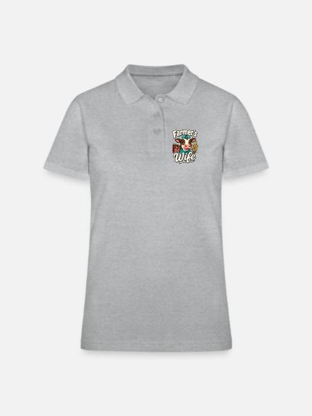 Farmer's Wife Cow Bandana Joy - Women's Pique Polo Shirt - heather gray - Front