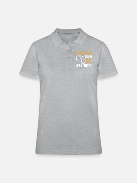 Police Handcuff - Women's Pique Polo Shirt - heather gray - Front