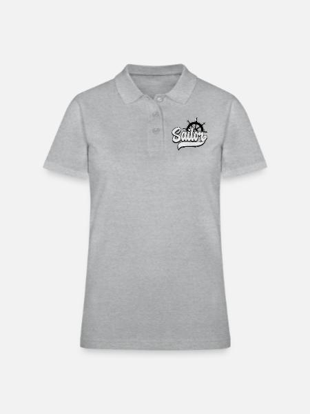 Sailor Sailing Boat Ship Sea - Women's Pique Polo Shirt - heather gray - Front