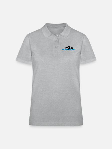 freestyle swimming - Women's Pique Polo Shirt - heather gray - Front