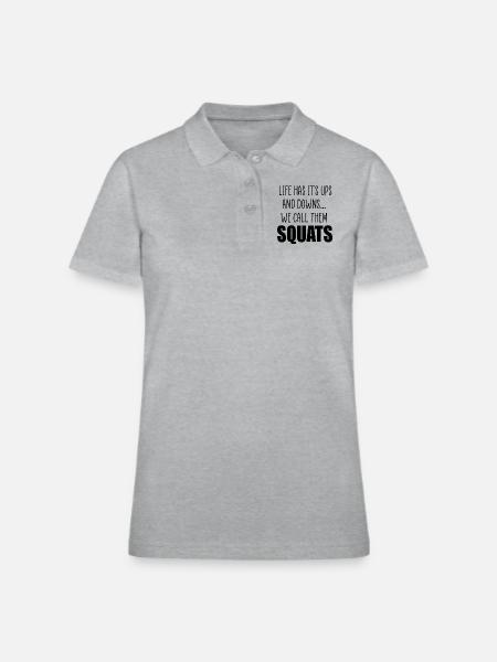 Squats quote - Women's Pique Polo Shirt - heather gray - Front