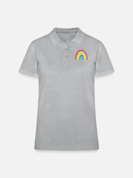 Pan rainbow pan flag queer LGBT pansexual - Women's Pique Polo Shirt - heather gray - Front