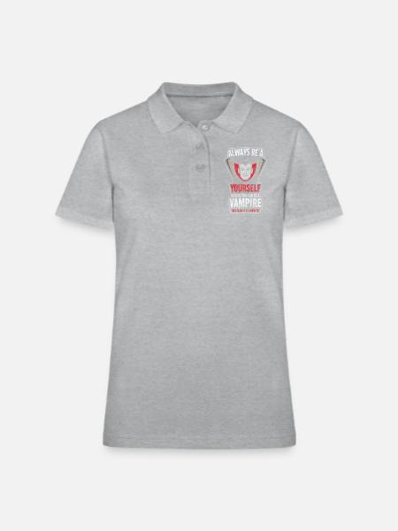 Vampires Undead Dracula Vampire Teeth - Women's Pique Polo Shirt - heather gray - Front