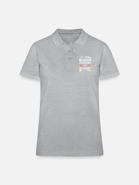 Card Making vient avant les travaux ménagers - Polo en coton piqué pour femmes - gris chiné - Devant